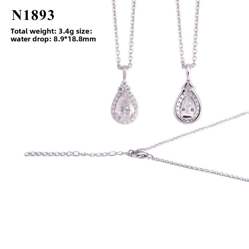 Authentic Minimalist Water Drop Moissanite Silver Necklace
