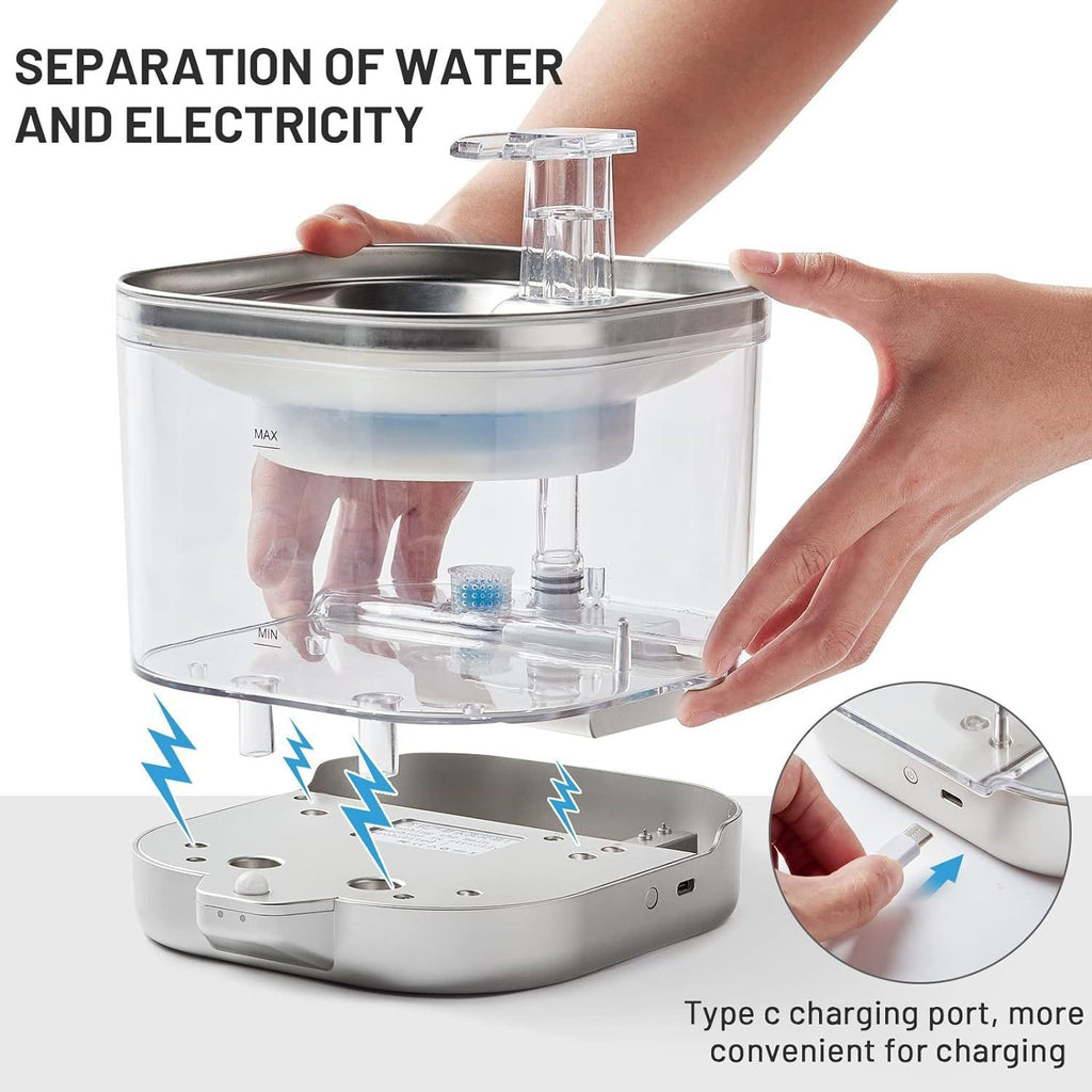 Wireless Smart Pet Water Dispenser Stainless Steel Automatic Filtration
