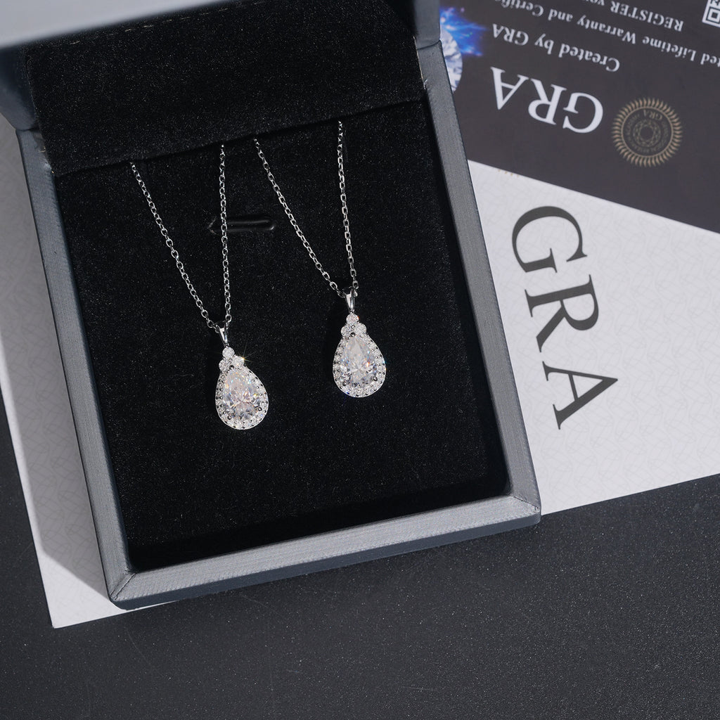 Authentic Minimalist Water Drop Moissanite Silver Necklace