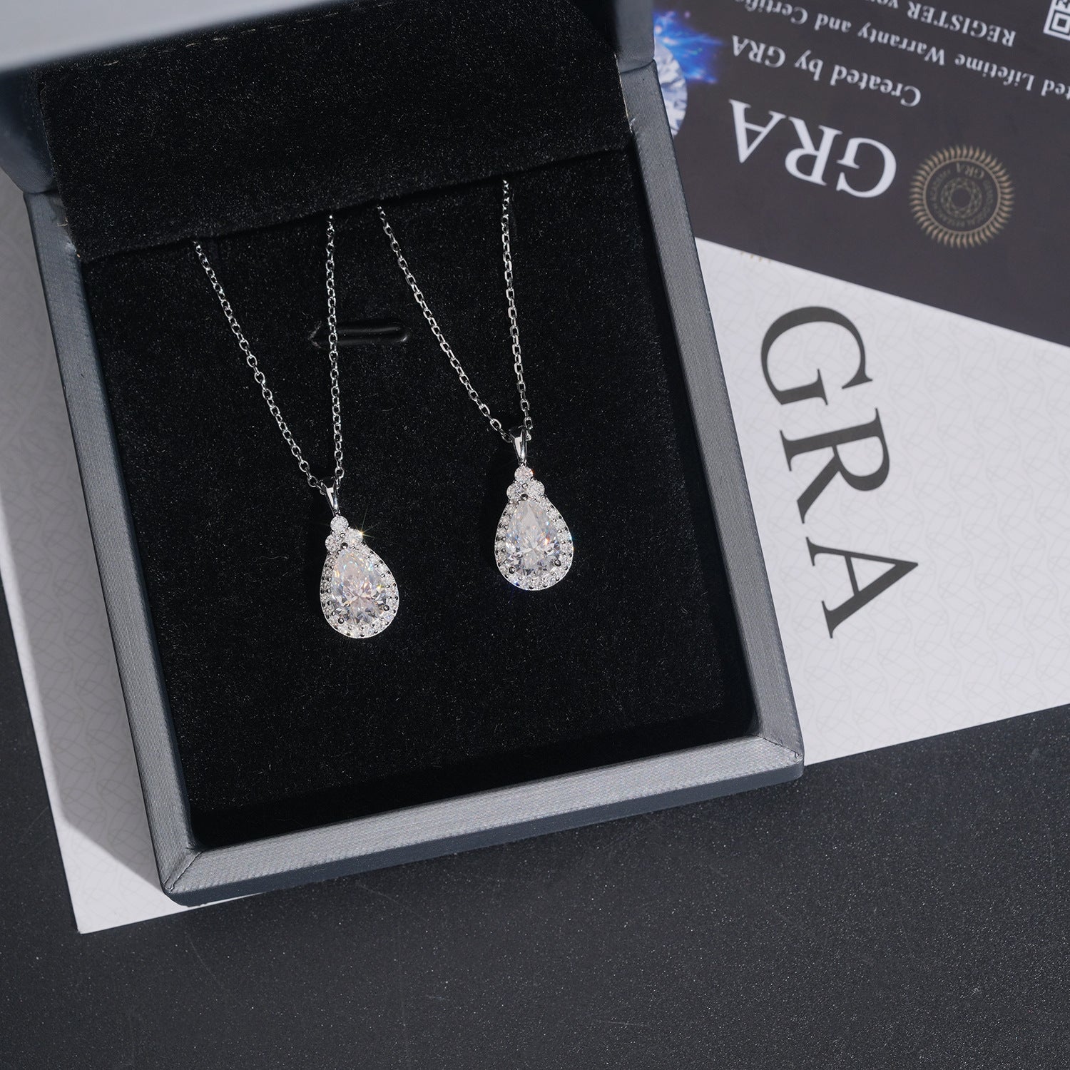 Authentic Minimalist Water Drop Moissanite Silver Necklace