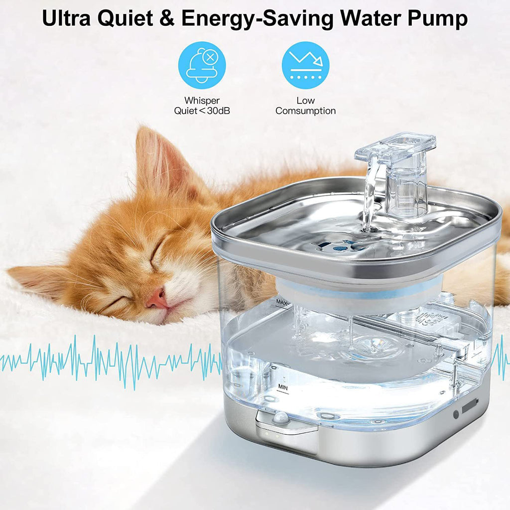 Wireless Smart Pet Water Dispenser Stainless Steel Automatic Filtration