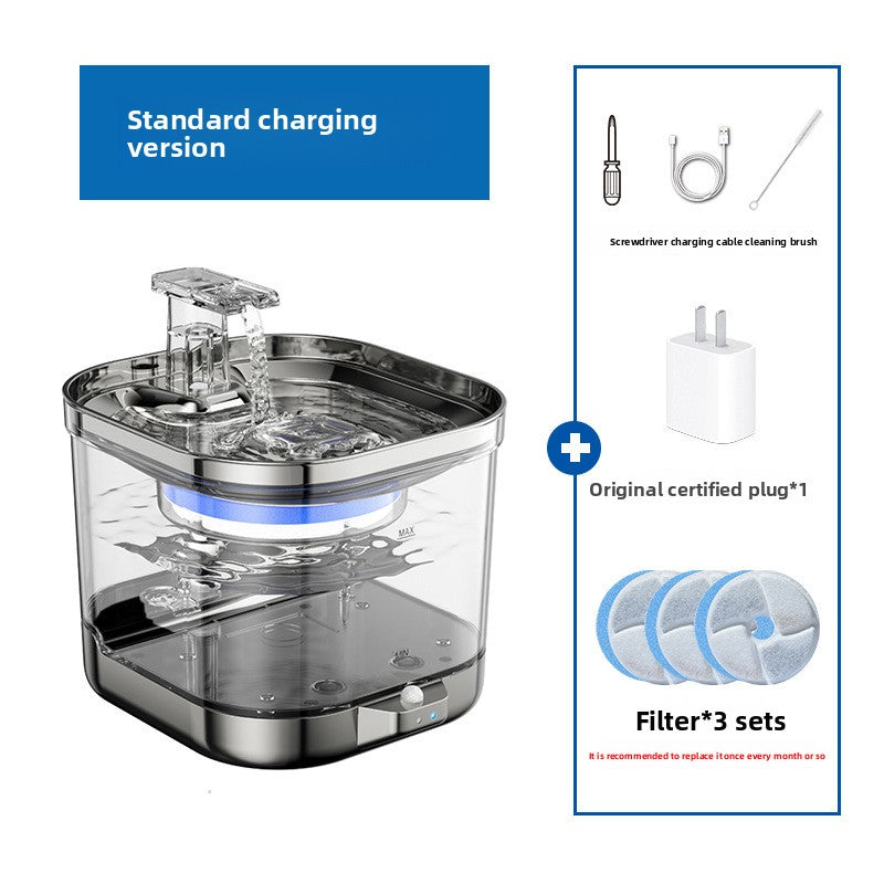 Wireless Smart Pet Water Dispenser Stainless Steel Automatic Filtration