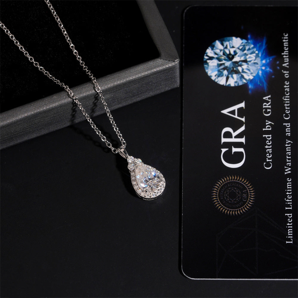 Authentic Minimalist Water Drop Moissanite Silver Necklace