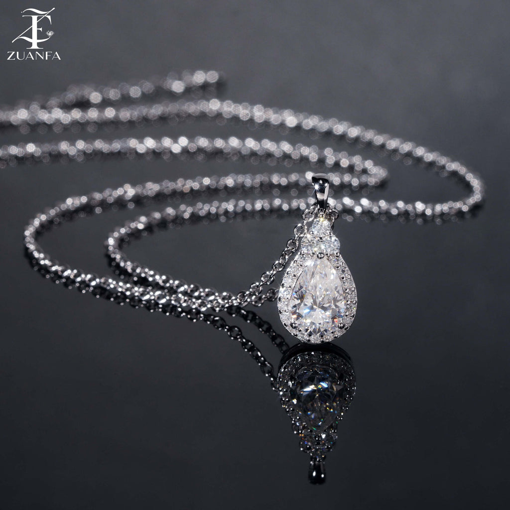 Authentic Minimalist Water Drop Moissanite Silver Necklace