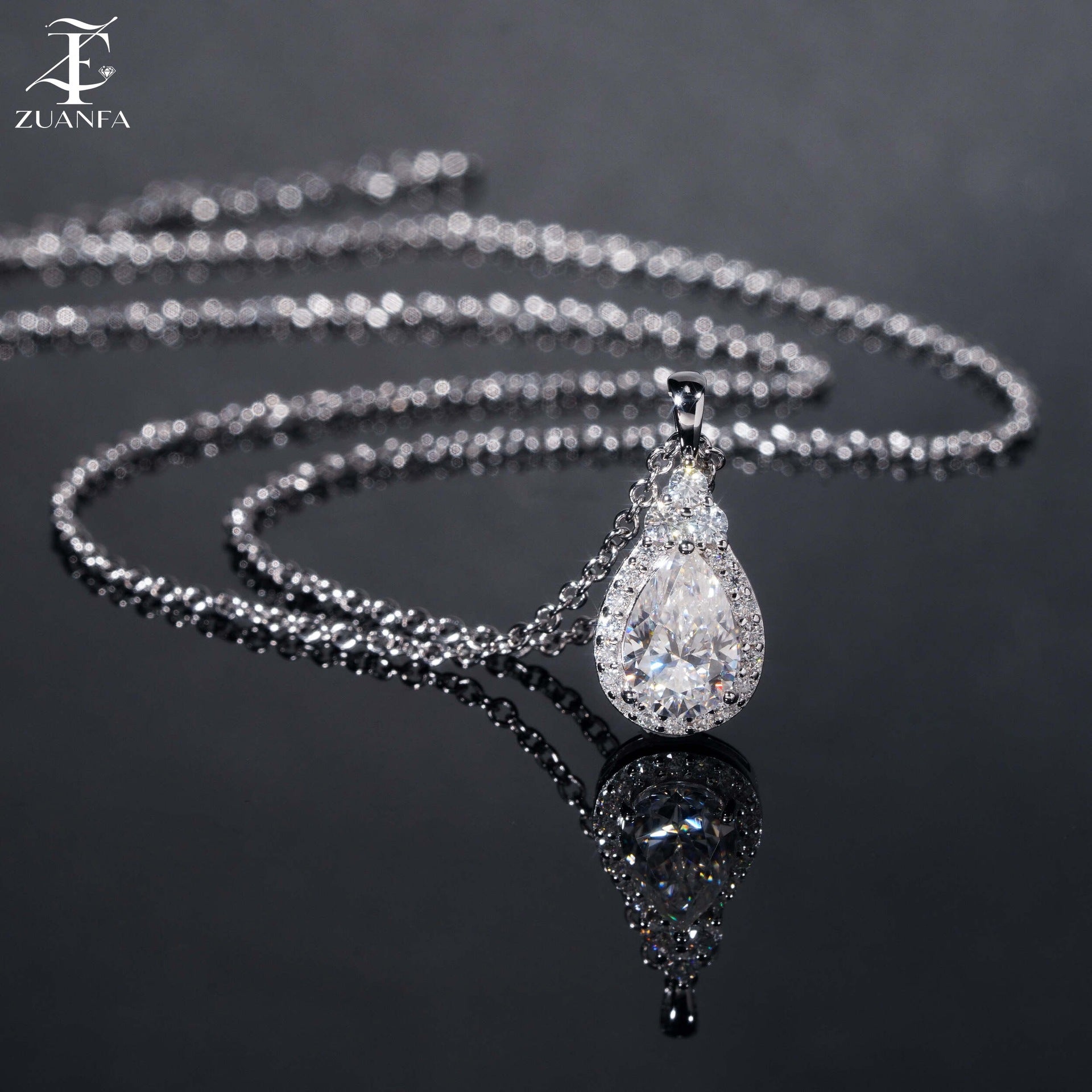 Authentic Minimalist Water Drop Moissanite Silver Necklace
